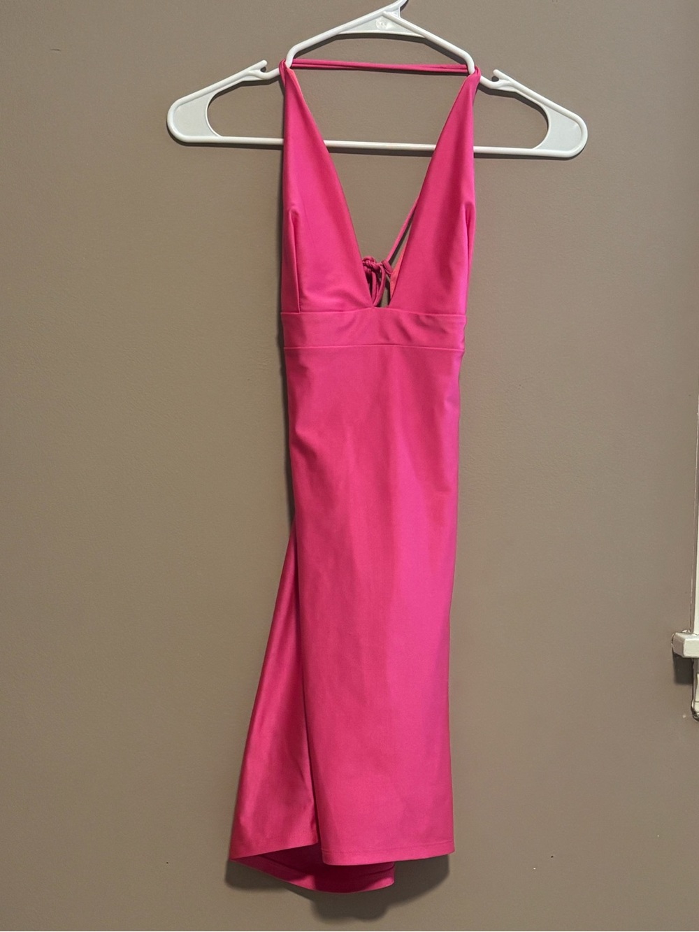 Hot Pink Deep V Mini Dress